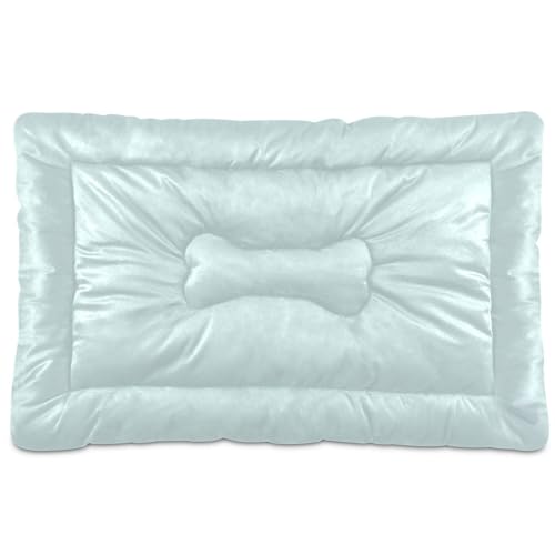 Hundebett-Matte, weich, rutschfest, maschinenwaschbar, Haustiermatratze für kleine, mittelgroße und große Haustiere, einfarbig, Hellblau Hundebett-Matte, weich, rutschfest, maschinenwaschbar, Haustiermatratze für kleine, mittelgroße und große Haustiere, einfarbig, Hellblau von Caihoyu
