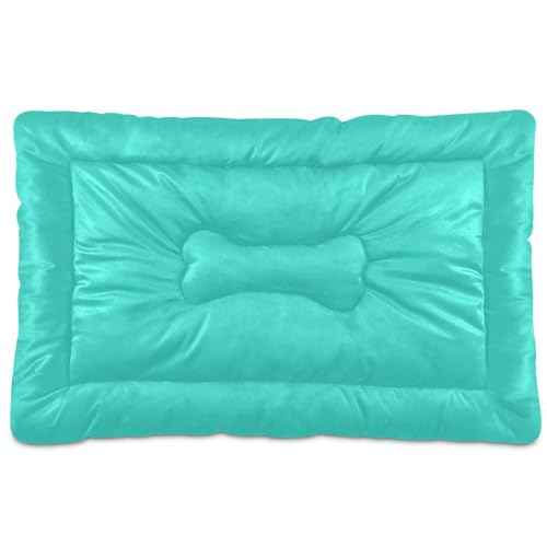 Hundebett-Matte, weich, rutschfest, waschbar, Haustiermatratze für kleine, mittelgroße und große Hunde und Katzen, Blaugrün, einfarbig, einfarbig Hundebett-Matte, weich, rutschfest, waschbar, Haustiermatratze für kleine, mittelgroße und große Hunde und Katzen, Blaugrün, einfarbig, einfarbig von Caihoyu