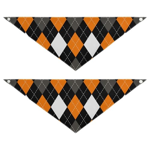 Hundehalstücher, 2 Stück, Druckknopf-Schal, Taschentuch, niedliches Haustier-Urlaubsset für Hunde, Katzen, Argyle, Büffel, Karo, Schottland, Orange, Halloween Hundehalstücher, 2 Stück, Druckknopf-Schal, Taschentuch, niedliches Haustier-Urlaubsset für Hunde, Katzen, Argyle, Büffel, Karo, Schottland, Orange, Halloween von Caihoyu