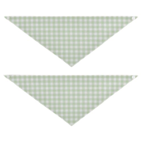 Hundehalstücher, verstellbar, niedliches Haustier-Urlaubsset für Hunde, Katzen, Vichy-Muster, Büffelkaro, Schottlandgrün, 2 Stück von Caihoyu