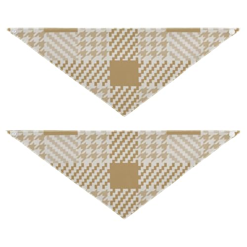 Hundehalstücher mit Druckknöpfen, Uni, für Welpen, Katzen, niedliches Haustier-Zubehör, Dekoration für Hunde und Katzen, Büffelkaro, Schottland, modisch, Tweed, Beige, 2 Stück Hundehalstücher mit Druckknöpfen, Uni, für Welpen, Katzen, niedliches Haustier-Zubehör, Dekoration für Hunde und Katzen, Büffelkaro, Schottland, modisch, Tweed, Beige, 2 Stück von Caihoyu
