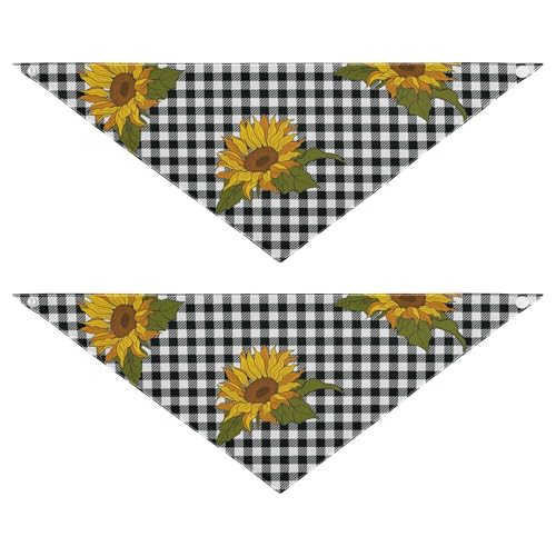 Hundehalstücher mit Druckknopf, Lätzchen, Taschentuch, niedliches Haustier-Urlaubsset für Hunde, Katzen, Blumenmuster, Schwarz und Weiß, Büffelkariert, 2 Stück Hundehalstücher mit Druckknopf, Lätzchen, Taschentuch, niedliches Haustier-Urlaubsset für Hunde, Katzen, Blumenmuster, Schwarz und Weiß, Büffelkariert, 2 Stück von Caihoyu