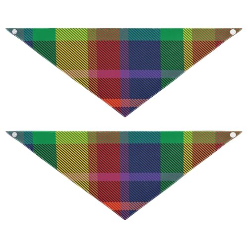 Hundehalstücher mit Druckknopf, Lätzchen, Taschentuch, niedliches Haustier-Urlaubsset für Hunde, Katzen, Regenbogen-Büffelkaro, Schottlandstreifen, 2 Stück Hundehalstücher mit Druckknopf, Lätzchen, Taschentuch, niedliches Haustier-Urlaubsset für Hunde, Katzen, Regenbogen-Büffelkaro, Schottlandstreifen, 2 Stück von Caihoyu