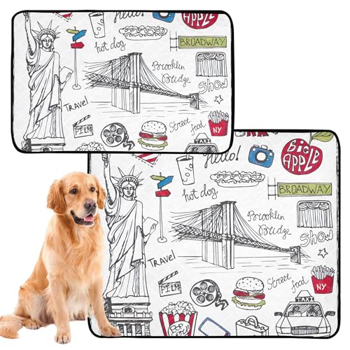 Hundekissen für Hunde, waschbar, wasserdicht, rutschfest, 50,8 x 61 cm, Hello New York, 3 Stück Hundekissen für Hunde, waschbar, wasserdicht, rutschfest, 50,8 x 61 cm, Hello New York, 3 Stück von Caihoyu