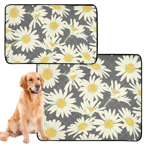 Hundematte, waschbar, extra groß, waschbar, rutschfest, Bodenmatte für Strand, 61 x 91,4 cm + 91,4 x 106,7 cm, Blumenmuster, Kamille, niedlich, Weiß, 2 Stück Hundematte, waschbar, extra groß, waschbar, rutschfest, Bodenmatte für Strand, 61 x 91,4 cm + 91,4 x 106,7 cm, Blumenmuster, Kamille, niedlich, Weiß, 2 Stück von Caihoyu