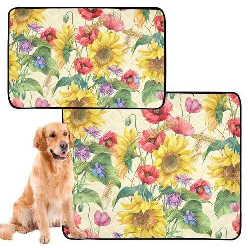 Hundematte, waschbar, rutschfest, 50,8 x 61 cm, Blumen, Ohren, Gelb, Sonnenblume, Mais, Mohnblumen, Gerste, 3 Stück Hundematte, waschbar, rutschfest, 50,8 x 61 cm, Blumen, Ohren, Gelb, Sonnenblume, Mais, Mohnblumen, Gerste, 3 Stück von Caihoyu