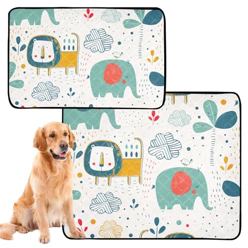 Hundematte, waschbar, rutschfest, 50,8 x 61 cm, Safari-Muster, niedliche Elefanten, Löwen, Tiere, 3 Stück Hundematte, waschbar, rutschfest, 50,8 x 61 cm, Safari-Muster, niedliche Elefanten, Löwen, Tiere, 3 Stück von Caihoyu