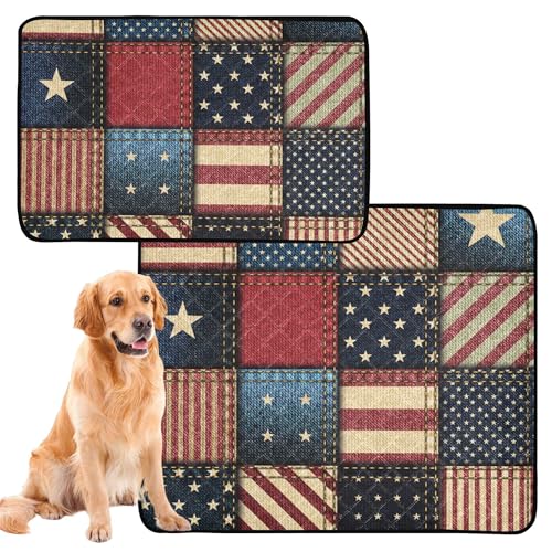 Hundematte für Hunde, waschbar, rutschfest, Bodenmatte für Strand, 61 x 91,4 cm + 91,4 x 106,7 cm, Patchwork, amerikanische Flagge, 4. Juli, 2 Stück Hundematte für Hunde, waschbar, rutschfest, Bodenmatte für Strand, 61 x 91,4 cm + 91,4 x 106,7 cm, Patchwork, amerikanische Flagge, 4. Juli, 2 Stück von Caihoyu