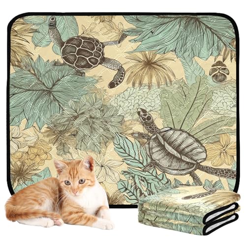 Katzendecke, waschbar, rutschfest, 50,8 x 61 cm, Vintage-Schildkröte und Pflanzenpalme, 3 Stück Katzendecke, waschbar, rutschfest, 50,8 x 61 cm, Vintage-Schildkröte und Pflanzenpalme, 3 Stück von Caihoyu