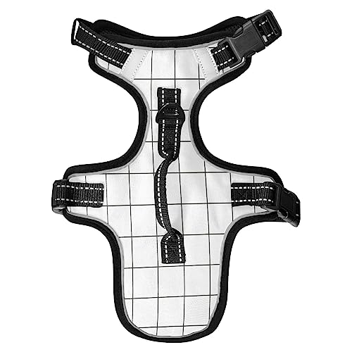 No Pull Hundegeschirr für kleine Hunde, verstellbar, Haustierweste, Geschirr mit Leine, reflektierender Frontclip, Weste mit Griff, einfache Kontrolle, Hunde, Katzen, Outdoor, Spaziergänge, schwarzes Gittermuster, gestreiftes Schachbrett No Pull Hundegeschirr für kleine Hunde, verstellbar, Haustierweste, Geschirr mit Leine, reflektierender Frontclip, Weste mit Griff, einfache Kontrolle, Hunde, Katzen, Outdoor, Spaziergänge, schwarzes Gittermuster, gestreiftes Schachbrett von Caihoyu