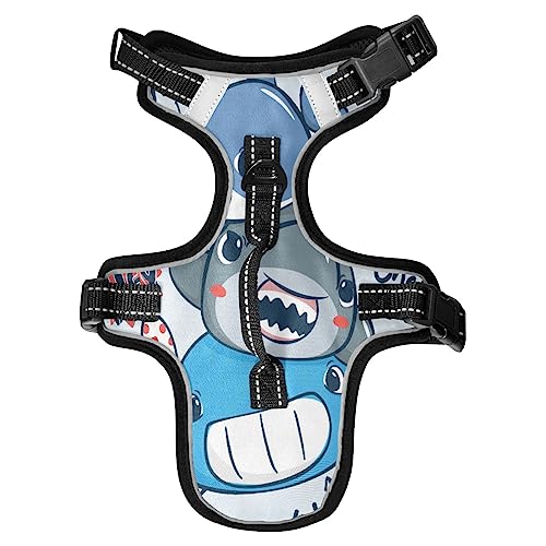 No Pull Hundegeschirr für kleine Hunde, verstellbar, Haustierweste, Geschirr mit Leine, reflektierender Frontclip, Weste mit Griff, einfache Kontrolle, Hunde, Katzen, Outdoor, Walking, Cartoon, Wal, Hai, Delphin, Streifen No Pull Hundegeschirr für kleine Hunde, verstellbar, Haustierweste, Geschirr mit Leine, reflektierender Frontclip, Weste mit Griff, einfache Kontrolle, Hunde, Katzen, Outdoor, Walking, Cartoon, Wal, Hai, Delphin, Streifen von Caihoyu