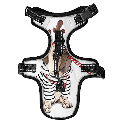 No Pull Hundegeschirr für kleine Hunde, verstellbar, Haustierweste, Geschirr mit Leine, reflektierender Frontclip, Weste mit Griff, einfache Kontrolle, Hunde, Katzen, Outdoor-Spaziergänge, Weihnachten, Mops mit gestreifter Strickjacke, gehörntes Antl No Pull Hundegeschirr für kleine Hunde, verstellbar, Haustierweste, Geschirr mit Leine, reflektierender Frontclip, Weste mit Griff, einfache Kontrolle, Hunde, Katzen, Outdoor-Spaziergänge, Weihnachten, Mops mit gestreifter Strickjacke, gehörntes Antl von Caihoyu