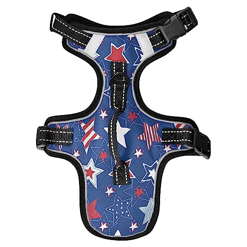 No Pull Hundegeschirr für mittelgroße Hunde, verstellbar, Haustierweste, Geschirr mit Leine, reflektierender Frontclip, Weste mit Griff, einfache Kontrolle, Hunde, Katzen, Outdoor, Spaziergänge, amerikanische Sternstreifen No Pull Hundegeschirr für mittelgroße Hunde, verstellbar, Haustierweste, Geschirr mit Leine, reflektierender Frontclip, Weste mit Griff, einfache Kontrolle, Hunde, Katzen, Outdoor, Spaziergänge, amerikanische Sternstreifen von Caihoyu