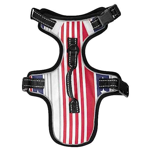 No Pull Hundegeschirr für mittelgroße Hunde, verstellbar, Haustierweste, Geschirr mit Leine, reflektierender Frontclip, Weste mit Griff, einfache Kontrolle, Hunde, Katzen, Outdoor, Spaziergänge, USA Streifen No Pull Hundegeschirr für mittelgroße Hunde, verstellbar, Haustierweste, Geschirr mit Leine, reflektierender Frontclip, Weste mit Griff, einfache Kontrolle, Hunde, Katzen, Outdoor, Spaziergänge, USA Streifen von Caihoyu
