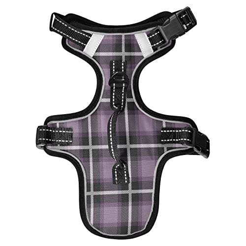 No Pull Hundegeschirr für mittelgroße Hunde, verstellbares Haustierweste, Geschirr mit Leine, reflektierender Frontclip, Weste mit Griff, einfache Kontrolle für kleine, mittelgroße und große Hunde, Katzen, Outdoor-Spaziergänge, Dunkelviolett kariert No Pull Hundegeschirr für mittelgroße Hunde, verstellbares Haustierweste, Geschirr mit Leine, reflektierender Frontclip, Weste mit Griff, einfache Kontrolle für kleine, mittelgroße und große Hunde, Katzen, Outdoor-Spaziergänge, Dunkelviolett kariert von Caihoyu