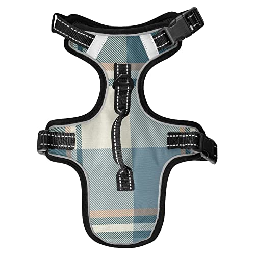 No Pull Hundegeschirr für mittelgroße Hunde, verstellbares Haustierweste, Geschirr mit Leine, reflektierender Frontclip, Weste mit Griff, einfache Kontrolle für kleine, mittelgroße und große Hunde, Katzen, Outdoor-Spaziergänge, Grau / Blau kariert No Pull Hundegeschirr für mittelgroße Hunde, verstellbares Haustierweste, Geschirr mit Leine, reflektierender Frontclip, Weste mit Griff, einfache Kontrolle für kleine, mittelgroße und große Hunde, Katzen, Outdoor-Spaziergänge, Grau / Blau kariert von Caihoyu