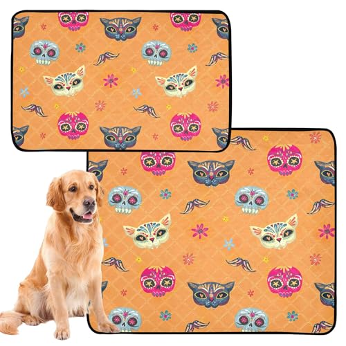Urinierdecke für Hunde, Teppich für Hunde, schlammige Füße, waschbar, rutschfest, für Autositz, 61 x 91,4 cm + 91,4 x 106,7 cm, Tages-Dead-Muster, Zucker, 2 Stück Urinierdecke für Hunde, Teppich für Hunde, schlammige Füße, waschbar, rutschfest, für Autositz, 61 x 91,4 cm + 91,4 x 106,7 cm, Tages-Dead-Muster, Zucker, 2 Stück von Caihoyu