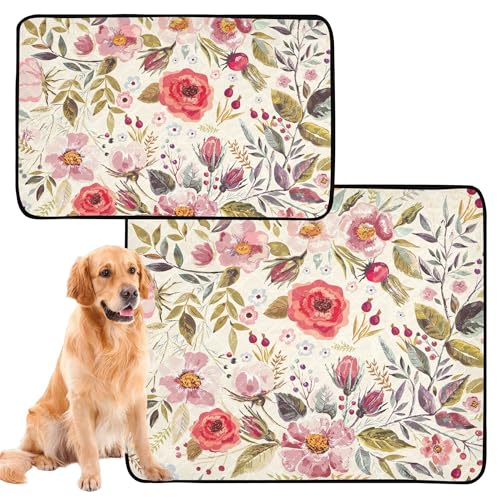 Urinierdecke für Hunde, Teppich für Hunde, schmutzige Füße, waschbar, rutschfeste Matte für Autositz, 50,8 x 61 cm, Vintage-Blume, Urlaub, 3 Stück Urinierdecke für Hunde, Teppich für Hunde, schmutzige Füße, waschbar, rutschfeste Matte für Autositz, 50,8 x 61 cm, Vintage-Blume, Urlaub, 3 Stück von Caihoyu