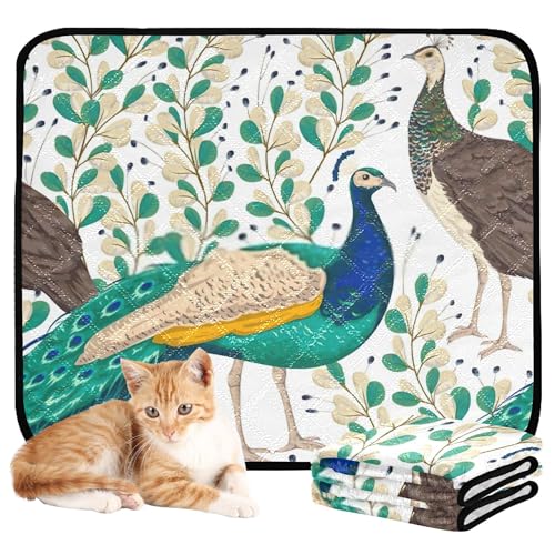 Urinierdecke für Hunde, schmutzige Matten für Hunde, groß, waschbar, rutschfeste Matte für Hunde, für Autositz, 50,8 x 61 cm, männlich, weiblich, Pfau, Vogel, Beeren, 3 Stück Urinierdecke für Hunde, schmutzige Matten für Hunde, groß, waschbar, rutschfeste Matte für Hunde, für Autositz, 50,8 x 61 cm, männlich, weiblich, Pfau, Vogel, Beeren, 3 Stück von Caihoyu