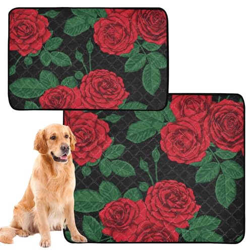 Urinierdecke für Hunde, waschbar, rutschfest, für Auto und Flugzeug, 50,8 x 61 cm, schöne rote Sträuße im Vintage-Stil, 3 Stück Urinierdecke für Hunde, waschbar, rutschfest, für Auto und Flugzeug, 50,8 x 61 cm, schöne rote Sträuße im Vintage-Stil, 3 Stück von Caihoyu