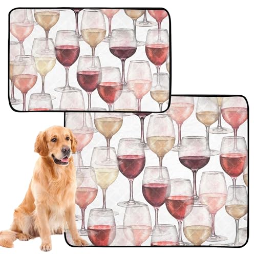 Urinierdecke für Hunde, waschbar, rutschfeste Matte für Hunde für den Innenbereich, 50,8 x 61 cm, Aquarell, transparente Gläser, Rot, Rose, Weiß, 3 Stück Urinierdecke für Hunde, waschbar, rutschfeste Matte für Hunde für den Innenbereich, 50,8 x 61 cm, Aquarell, transparente Gläser, Rot, Rose, Weiß, 3 Stück von Caihoyu