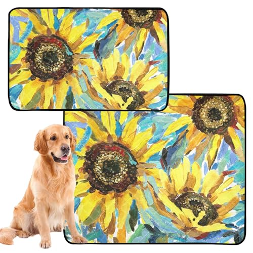 Uriniermatte für große Hunde, waschbar, rutschfest, 50,8 x 61 cm, gelbe Sonnenblumen, Blumen, Impressionismus, Malerei, 3 Stück Uriniermatte für große Hunde, waschbar, rutschfest, 50,8 x 61 cm, gelbe Sonnenblumen, Blumen, Impressionismus, Malerei, 3 Stück von Caihoyu