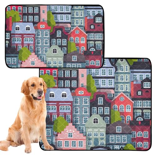 Uriniermatte für große Hunde, waschbar, rutschfest, für Autositz, 50,8 x 61 cm, Häuser, Straßenmuster, Baum, geschichtet, 3 Stück Uriniermatte für große Hunde, waschbar, rutschfest, für Autositz, 50,8 x 61 cm, Häuser, Straßenmuster, Baum, geschichtet, 3 Stück von Caihoyu