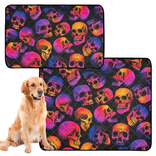 Uriniermatte für große Hunde, waschbar, rutschfest, für Haustierbett, 61 x 91,4 cm + 91,4 x 106,7 cm, menschlicher Schädel, Farbverlauf, 2 Stück Uriniermatte für große Hunde, waschbar, rutschfest, für Haustierbett, 61 x 91,4 cm + 91,4 x 106,7 cm, menschlicher Schädel, Farbverlauf, 2 Stück von Caihoyu