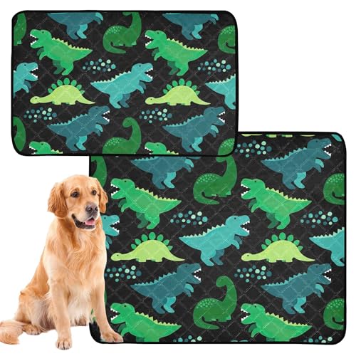 Uriniermatte für große Hunde, waschbar, rutschfest, für Reisen, 61 x 91,4 cm + 91,4 x 106,7 cm, niedliches kindliches Muster, Dinosaurier, 2 Stück Uriniermatte für große Hunde, waschbar, rutschfest, für Reisen, 61 x 91,4 cm + 91,4 x 106,7 cm, niedliches kindliches Muster, Dinosaurier, 2 Stück von Caihoyu