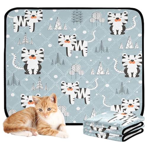 Uriniermatte für große Hunde, waschbar, rutschfeste Bodenmatte für Boden, 61 x 91,4 cm + 91,4 x 106,7 cm, Tiger, Cartoon, niedlich, Grau, 2 Stück Uriniermatte für große Hunde, waschbar, rutschfeste Bodenmatte für Boden, 61 x 91,4 cm + 91,4 x 106,7 cm, Tiger, Cartoon, niedlich, Grau, 2 Stück von Caihoyu