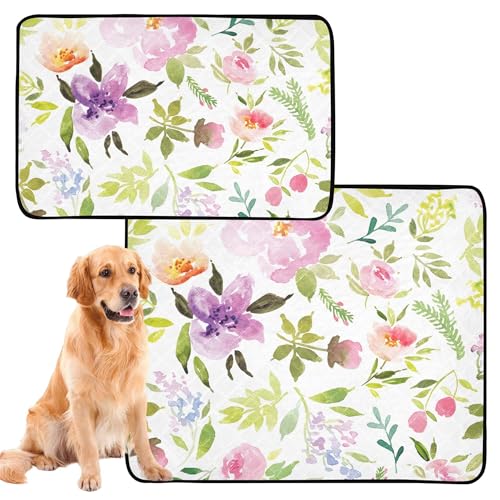 Uriniermatte für große Hunde, waschbar, rutschfeste Matte für Hunde, 50,8 x 61 cm, Aquarell-Blumen, Blumenmuster, 3 Stück Uriniermatte für große Hunde, waschbar, rutschfeste Matte für Hunde, 50,8 x 61 cm, Aquarell-Blumen, Blumenmuster, 3 Stück von Caihoyu