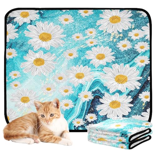 Wasserabsorbierende Matte für Hundenapf, Hundematten, waschbar, rutschfest, für Sofa, 61 x 91,4 cm + 91,4 x 106,7 cm, Gänseblümchen, abstrakte Ozean-Kunst, natürlicher Luxus, 2 Stück Wasserabsorbierende Matte für Hundenapf, Hundematten, waschbar, rutschfest, für Sofa, 61 x 91,4 cm + 91,4 x 106,7 cm, Gänseblümchen, abstrakte Ozean-Kunst, natürlicher Luxus, 2 Stück von Caihoyu
