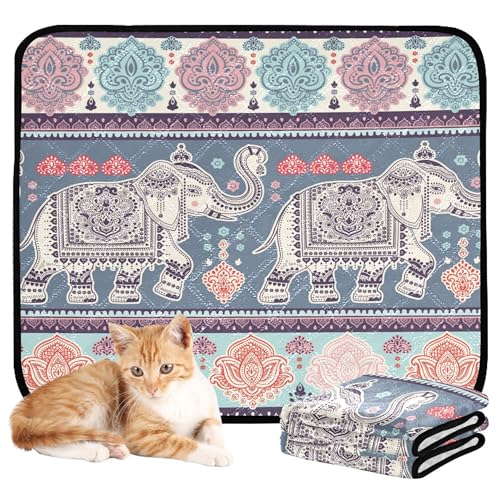 Wasserabsorbierende Matte für Hundenapf, Hundetablett für Urinierunterlagen, rutschfeste Matte für Hunde für Auto und Flugzeug, 61 x 91,4 cm + 91,4 x 106,7 cm, Vintage, indische Blume, Elefant, Wasserabsorbierende Matte für Hundenapf, Hundetablett für Urinierunterlagen, rutschfeste Matte für Hunde für Auto und Flugzeug, 61 x 91,4 cm + 91,4 x 106,7 cm, Vintage, indische Blume, Elefant, von Caihoyu