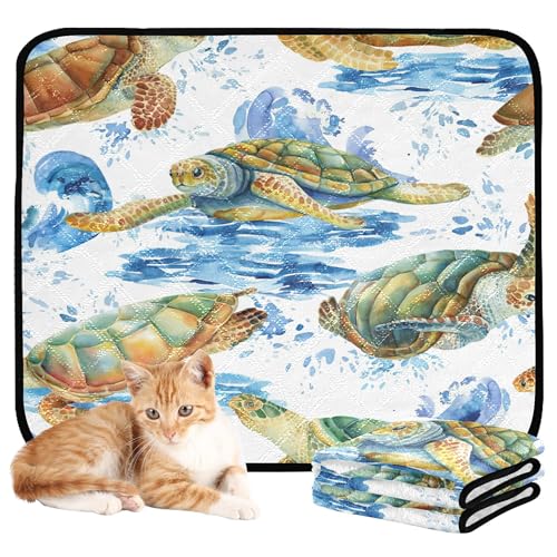 Wasserabsorbierende Matte für Hundenapf, Hundeteppich, waschbar, rutschfest, Teppich für Flugzeugkäfige, 50,8 x 61 cm, Meeresschildkröten, Aquarell, Natur, 3 Stück Wasserabsorbierende Matte für Hundenapf, Hundeteppich, waschbar, rutschfest, Teppich für Flugzeugkäfige, 50,8 x 61 cm, Meeresschildkröten, Aquarell, Natur, 3 Stück von Caihoyu