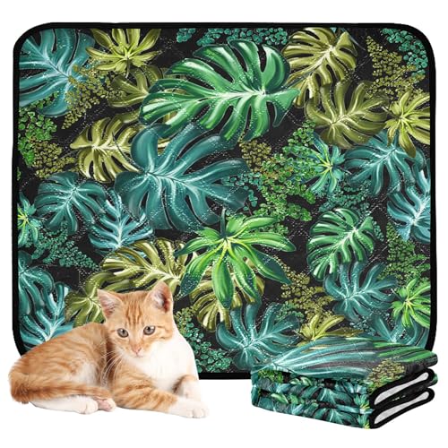 Wasserabsorbierende Matte für Hundenapf, Hundeteppich, waschbar, rutschfest, Teppich für Flugzeugkäfige, 50,8 x 61 cm, tropische Pflanzen, Blätter, Boho, tropisches Grün, 3 Stück Wasserabsorbierende Matte für Hundenapf, Hundeteppich, waschbar, rutschfest, Teppich für Flugzeugkäfige, 50,8 x 61 cm, tropische Pflanzen, Blätter, Boho, tropisches Grün, 3 Stück von Caihoyu