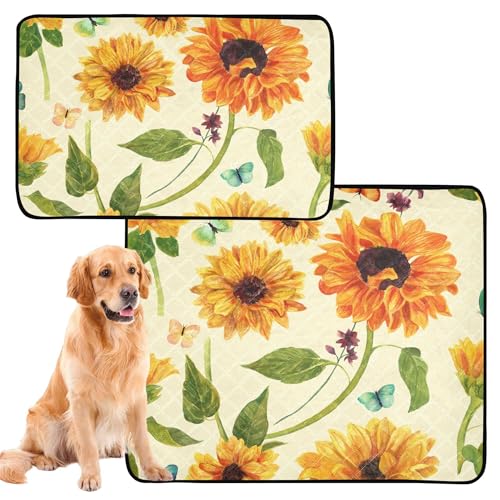 Wasserabsorbierende Matte für Hundenapf, Katze, Urinierunterlagen für Boden, rutschfeste Bodenmatte für Boden, 50,8 x 61 cm, gelbe Sonnenblumen, Safari, Schmetterlinge, 3 Stück Wasserabsorbierende Matte für Hundenapf, Katze, Urinierunterlagen für Boden, rutschfeste Bodenmatte für Boden, 50,8 x 61 cm, gelbe Sonnenblumen, Safari, Schmetterlinge, 3 Stück von Caihoyu