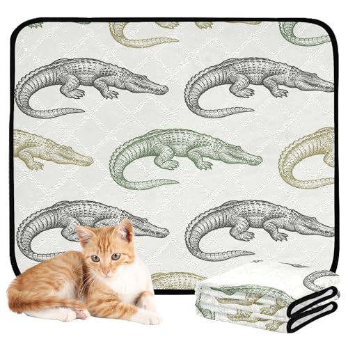 Wasserabsorbierende Matte für Hundenapf, Katze, Urinierunterlagen für den Boden, rutschfester Teppich für den Innenbereich, 61 x 91,4 cm + 91,4 x 106,7 cm, Krokodil, 2 Stück Wasserabsorbierende Matte für Hundenapf, Katze, Urinierunterlagen für den Boden, rutschfester Teppich für den Innenbereich, 61 x 91,4 cm + 91,4 x 106,7 cm, Krokodil, 2 Stück von Caihoyu