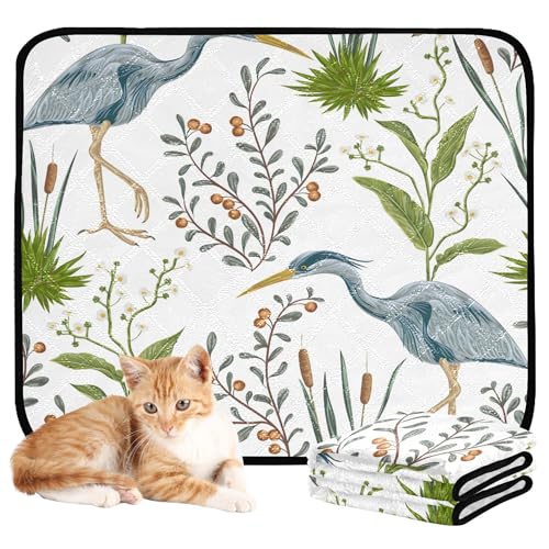 Wasserabsorbierende Matte für Hundenapf, Teppich für Hunde, schlammige Füße, waschbar, rutschfest, für Haustierbett, 61 x 91,4 cm + 91,4 x 106,7 cm, Reiher, Vogel, Sumpfpflanzen, 2 Stück Wasserabsorbierende Matte für Hundenapf, Teppich für Hunde, schlammige Füße, waschbar, rutschfest, für Haustierbett, 61 x 91,4 cm + 91,4 x 106,7 cm, Reiher, Vogel, Sumpfpflanzen, 2 Stück von Caihoyu