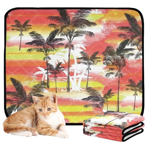 Wasserabsorbierende Matte für Hundenapf, Teppich für Hunde, schlammige Füße, waschbar, rutschfeste Bodenmatte für Haustierbett, 61 x 91,4 cm + 91,4 x 106,7 cm, tropische Palme, 2 Stück Wasserabsorbierende Matte für Hundenapf, Teppich für Hunde, schlammige Füße, waschbar, rutschfeste Bodenmatte für Haustierbett, 61 x 91,4 cm + 91,4 x 106,7 cm, tropische Palme, 2 Stück von Caihoyu