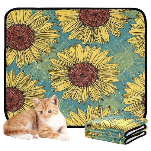 Wasserabsorbierende Matte für Hundenapf, Teppich für Hunde, schlammige Füße, waschbar, rutschfeste Bodenmatte für Sofa, 61 x 91,4 cm + 91,4 x 106,7 cm, handgezeichnete Sonnenblumen auf mintblauem Wasserabsorbierende Matte für Hundenapf, Teppich für Hunde, schlammige Füße, waschbar, rutschfeste Bodenmatte für Sofa, 61 x 91,4 cm + 91,4 x 106,7 cm, handgezeichnete Sonnenblumen auf mintblauem von Caihoyu