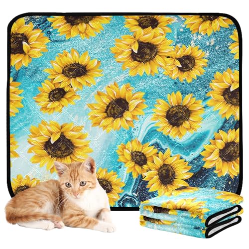 Wasserabsorbierende Matte für Hundenapf, Urinierdecken, waschbar, rutschfeste Matte für Strand, 61 x 91,4 cm + 91,4 x 106,7 cm, Sonnenblume, abstrakte Ozean-Kunst, natürlicher Luxus-Stil, 2 Stück Wasserabsorbierende Matte für Hundenapf, Urinierdecken, waschbar, rutschfeste Matte für Strand, 61 x 91,4 cm + 91,4 x 106,7 cm, Sonnenblume, abstrakte Ozean-Kunst, natürlicher Luxus-Stil, 2 Stück von Caihoyu