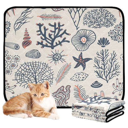 Wasserabsorbierende Matte für Hundenapf, groß, waschbar, Urinierunterlagen für Hunde, Anti-Rutsch-Matte für Hunde fürs Auto, 50,8 x 61 cm, Muscheln, Ozean, Korallen, Algen und Seesterne, 3 Stück Wasserabsorbierende Matte für Hundenapf, groß, waschbar, Urinierunterlagen für Hunde, Anti-Rutsch-Matte für Hunde fürs Auto, 50,8 x 61 cm, Muscheln, Ozean, Korallen, Algen und Seesterne, 3 Stück von Caihoyu
