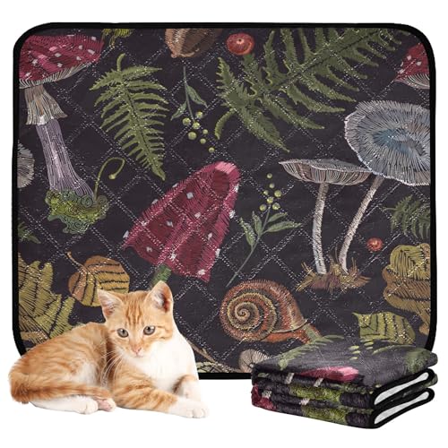 Wasserabsorbierende Matte für Hundenapf, groß, waschbar, rutschfest, Bodenmatte für Rasen, 61 x 91,4 cm + 91,4 x 106,7 cm, Stickerei-Pilze, Natur, 2 Stück Wasserabsorbierende Matte für Hundenapf, groß, waschbar, rutschfest, Bodenmatte für Rasen, 61 x 91,4 cm + 91,4 x 106,7 cm, Stickerei-Pilze, Natur, 2 Stück von Caihoyu