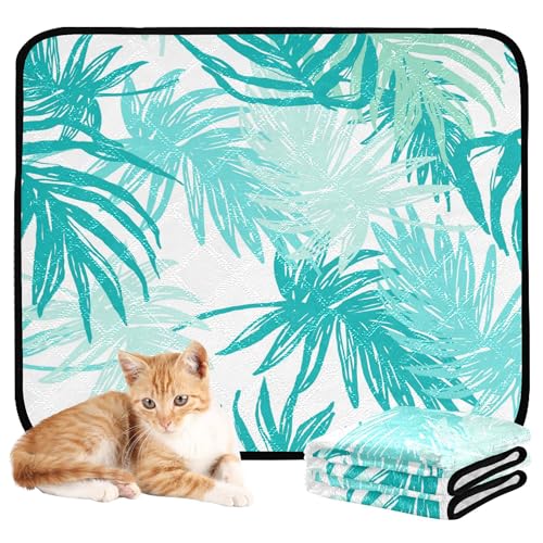 Wasserabsorbierende Matte für Hundenapf, schlammige Matten für Hunde, groß, waschbar, rutschfeste Matte für Hunde, für Reisen, 61 x 91,4 cm + 91,4 x 106,7 cm, grüne handgezeichnete Palmenblätter, 2 Wasserabsorbierende Matte für Hundenapf, schlammige Matten für Hunde, groß, waschbar, rutschfeste Matte für Hunde, für Reisen, 61 x 91,4 cm + 91,4 x 106,7 cm, grüne handgezeichnete Palmenblätter, 2 von Caihoyu