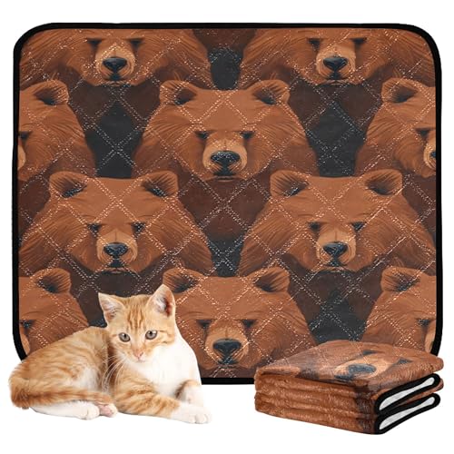 Wasserabsorbierende Matte für Hundenapf, waschbar, Urinierunterlagen für Hunde, rutschfeste Bodenmatte für Rasen, 61 x 91,4 cm + 91,4 x 106,7 cm, Bären-Illustration, 2 Stück Wasserabsorbierende Matte für Hundenapf, waschbar, Urinierunterlagen für Hunde, rutschfeste Bodenmatte für Rasen, 61 x 91,4 cm + 91,4 x 106,7 cm, Bären-Illustration, 2 Stück von Caihoyu