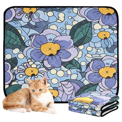 Wasserabsorbierende Matte für Hundenapf, waschbar, rutschfest, Bodenmatte für Autositz, 61 x 91,4 cm + 91,4 x 106,7 cm, Blau, Gelb, Lila, Schwarz, Gänseblümchen, 2 Stück Wasserabsorbierende Matte für Hundenapf, waschbar, rutschfest, Bodenmatte für Autositz, 61 x 91,4 cm + 91,4 x 106,7 cm, Blau, Gelb, Lila, Schwarz, Gänseblümchen, 2 Stück von Caihoyu