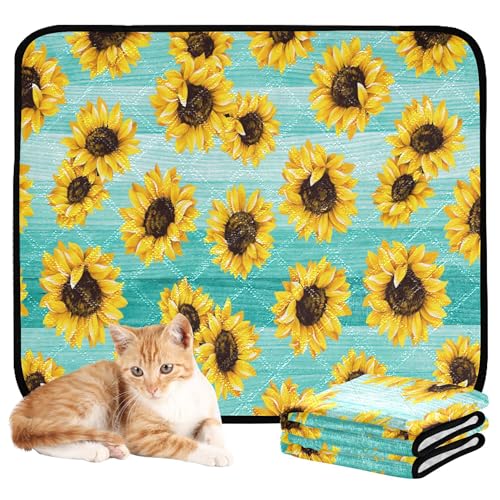Wasserabsorbierende Matte für Hundenapf, waschbar, rutschfest, Bodenmatte für Sofa, 50,8 x 61 cm, Sonnenblume, Blaugrün, Türkis, 3 Stück Wasserabsorbierende Matte für Hundenapf, waschbar, rutschfest, Bodenmatte für Sofa, 50,8 x 61 cm, Sonnenblume, Blaugrün, Türkis, 3 Stück von Caihoyu
