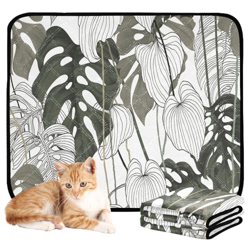 Wasserabsorbierende Matte für Hundenapf, waschbar, rutschfest, für Strand, 61 x 91,4 cm + 91,4 x 106,7 cm, grüne Blätter, 2 Stück Wasserabsorbierende Matte für Hundenapf, waschbar, rutschfest, für Strand, 61 x 91,4 cm + 91,4 x 106,7 cm, grüne Blätter, 2 Stück von Caihoyu