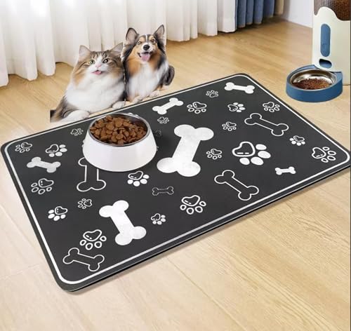 Caiyloxn Napfunterlage Katzen 50x30cm Wasserdicht Hundenapf Matte Hundenapf unterlage für Hund und Katze(Blau) von Caiyloxn