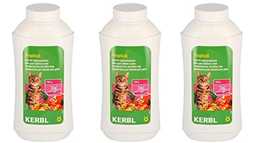 Cajou 11,66€/kg Deo Kontentrat 3 x 700 g (2,1 kg) für Katzentoilette Duftpuder (Tropical) von Cajou